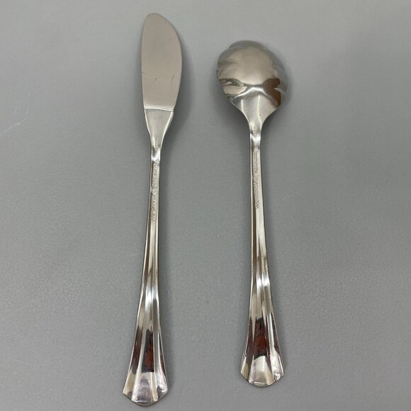 Imperial Serving Set Scalloped Sugar Shell Spoon Master Butter Knife Stainless - Picture 4 of 5